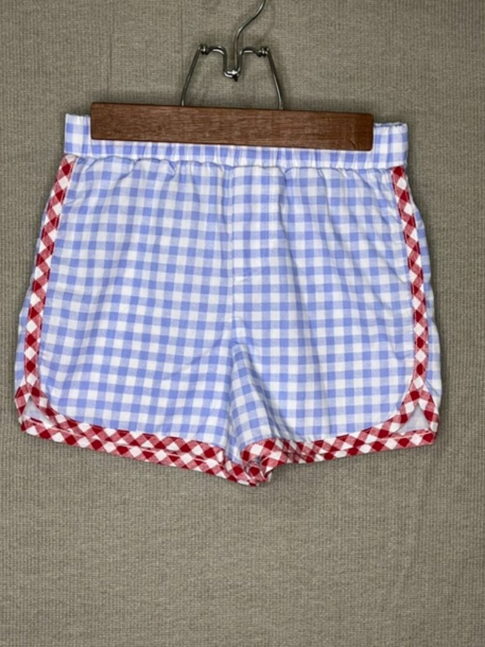 Kate Mack Girls Sz 6 Gingham Shorts Blue Red Plaid Preppy Americana Boutique